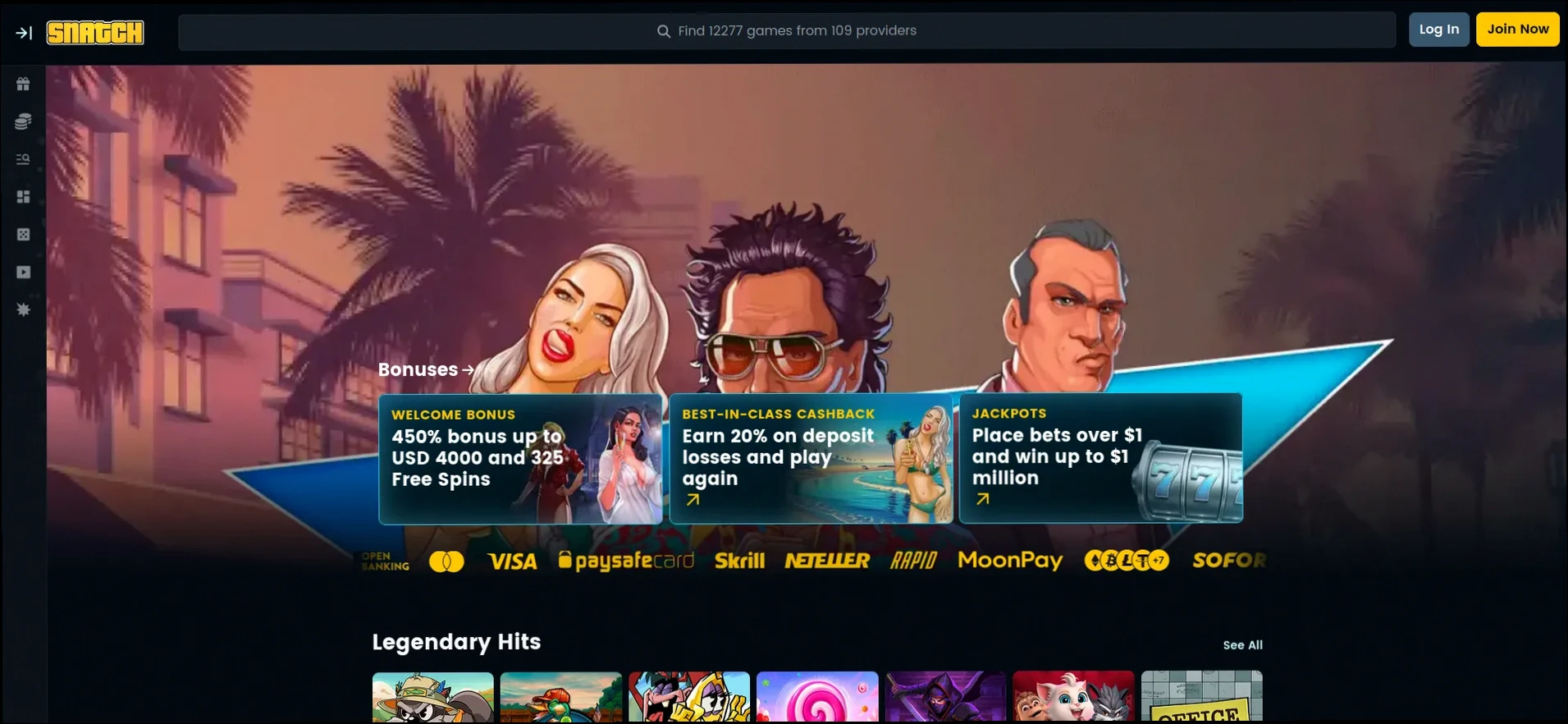 Snatch Casino bonus 450% fino a 4000€ con 325 Giri Gratuiti